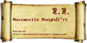 Maximovits Menyhért névjegykártya